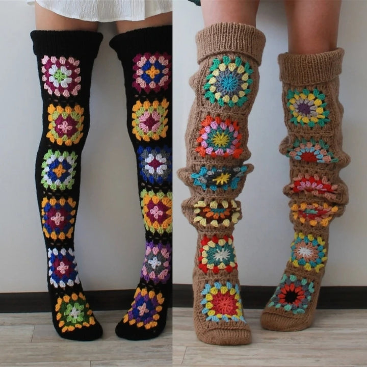 Granny Square Thigh High Socks - Festigal