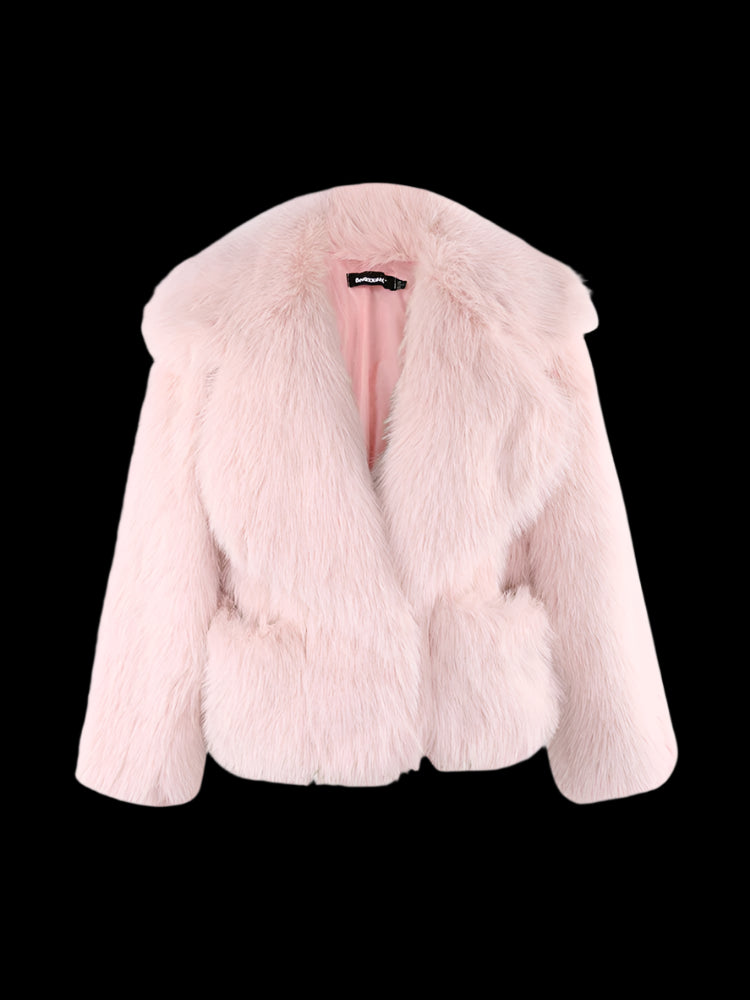 Faux Fur Oversized Collar Coat - Festigal