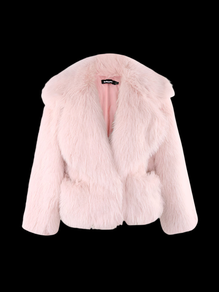 Faux Fur Oversized Collar Coat - Festigal