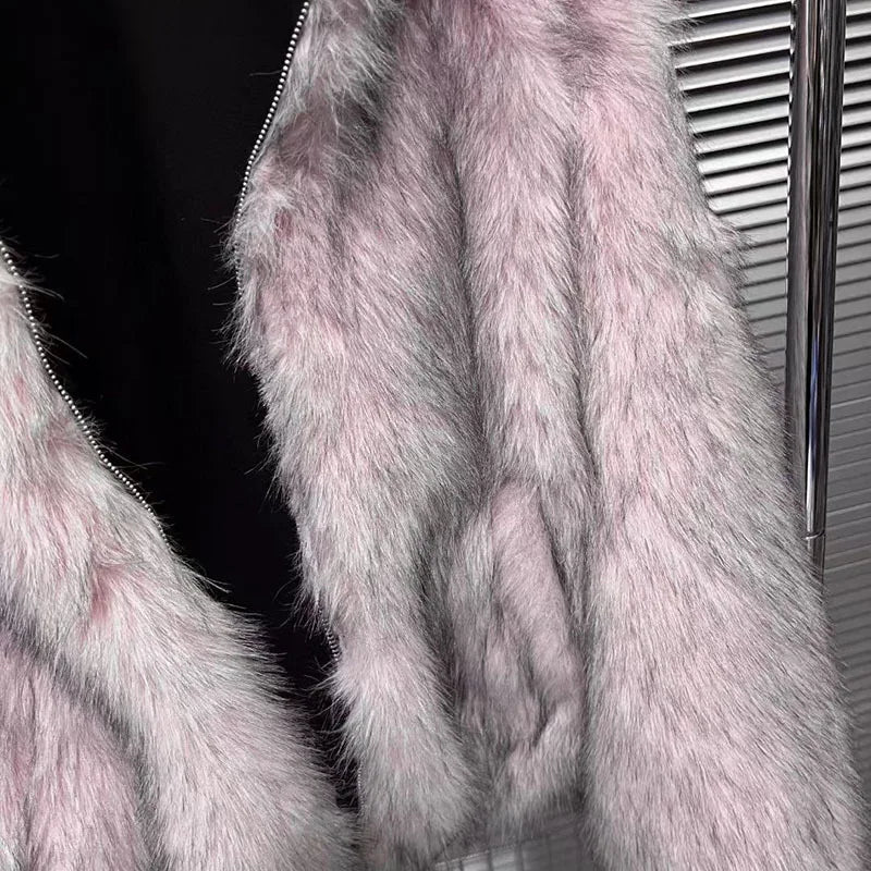 Reversible Black & Pink Fur Jacket - Festigal