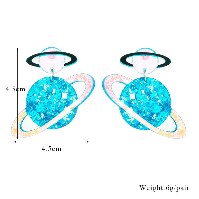 Holographic Saturn Earrings