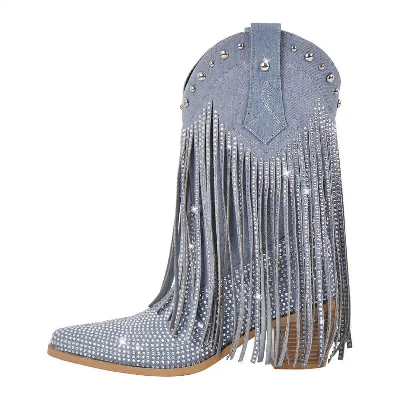 Tassel Rhinestone Cowgirl Boots