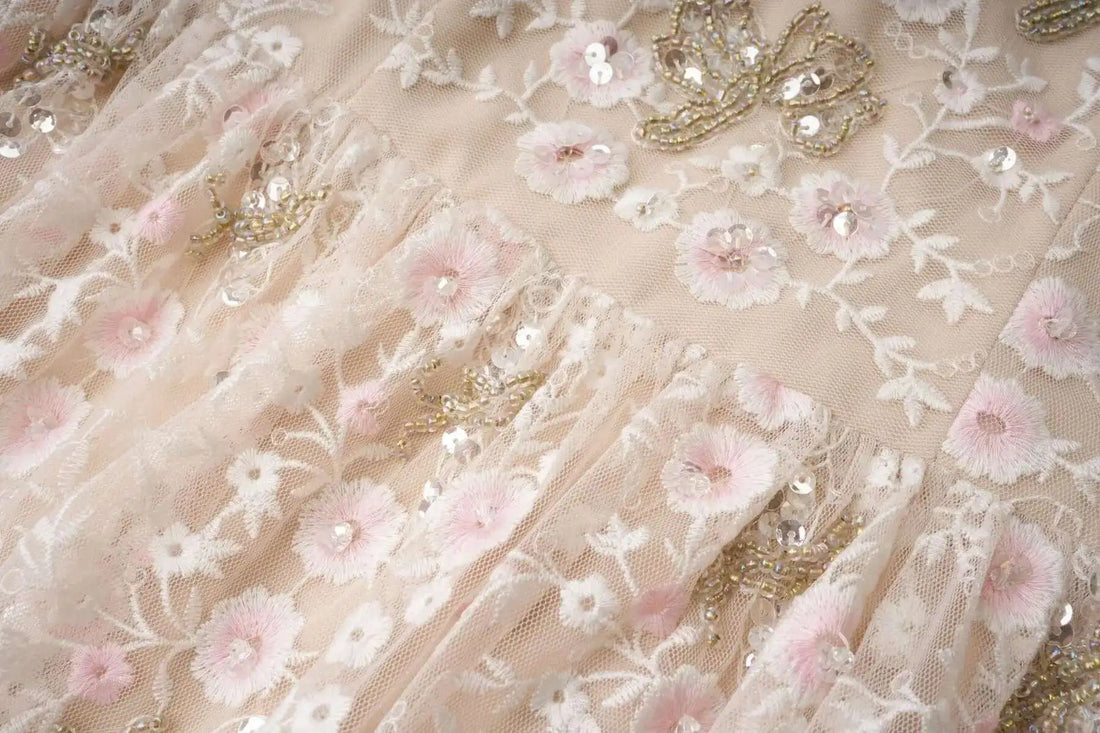 Floral Ruffled Embroidered Maxi Dress