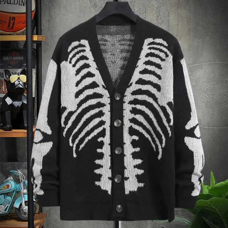 Men's Skull Printed Cardigan - Festigal