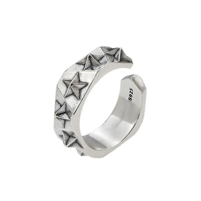 Sterling Silver Star Ring - Adjustable Unisex Festival Jewellery
