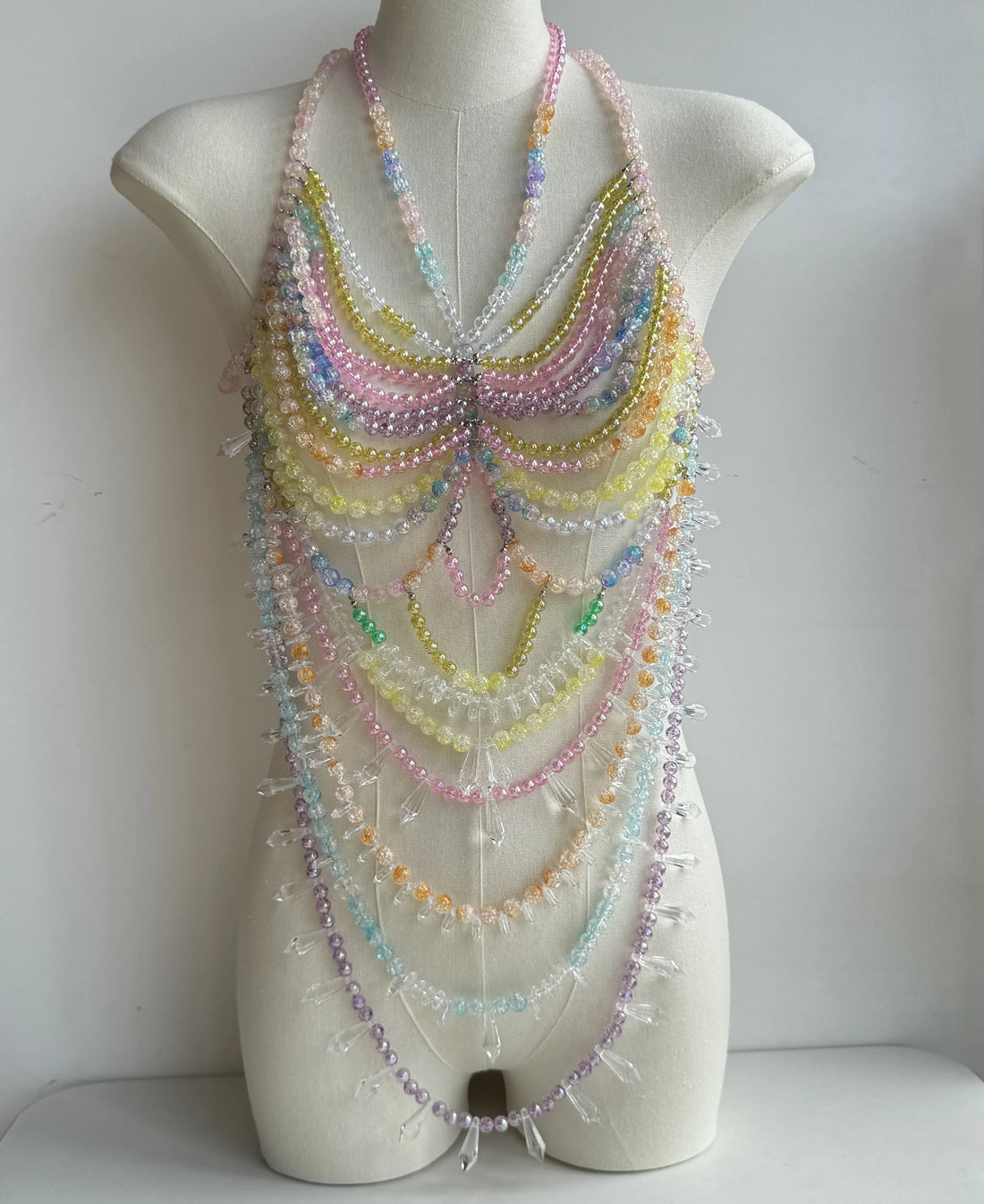 Beaded Tassel Chain Halter Neck Top