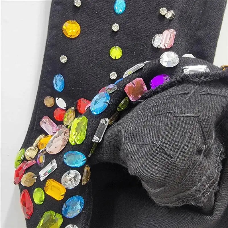 Beaded Black Denim Jeans