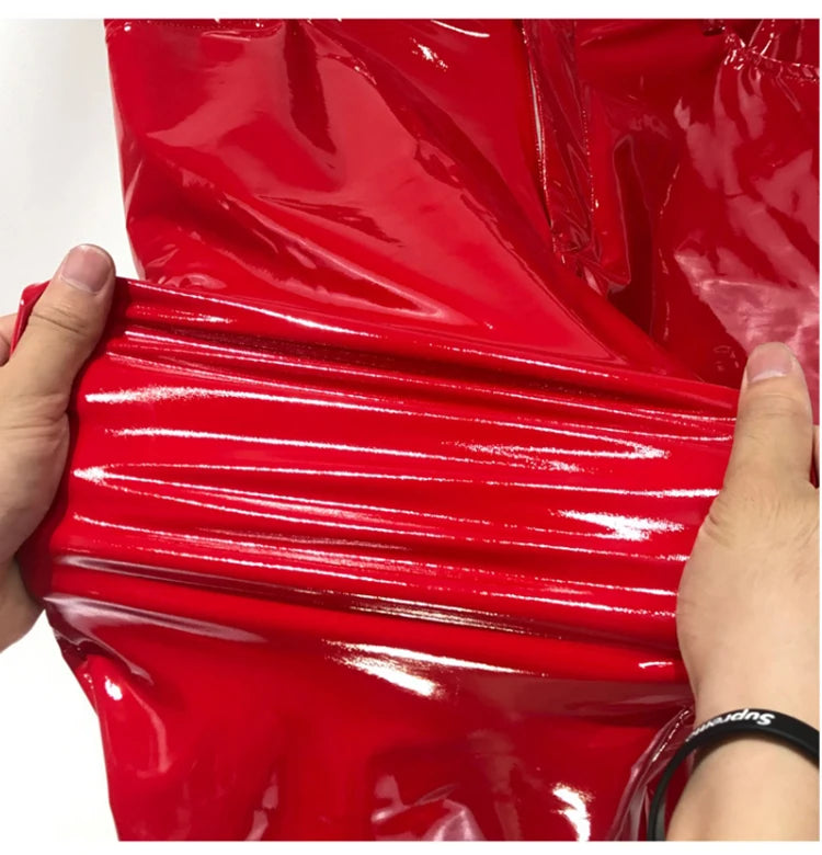 Mens Red Faux Leather Pants - Festigal