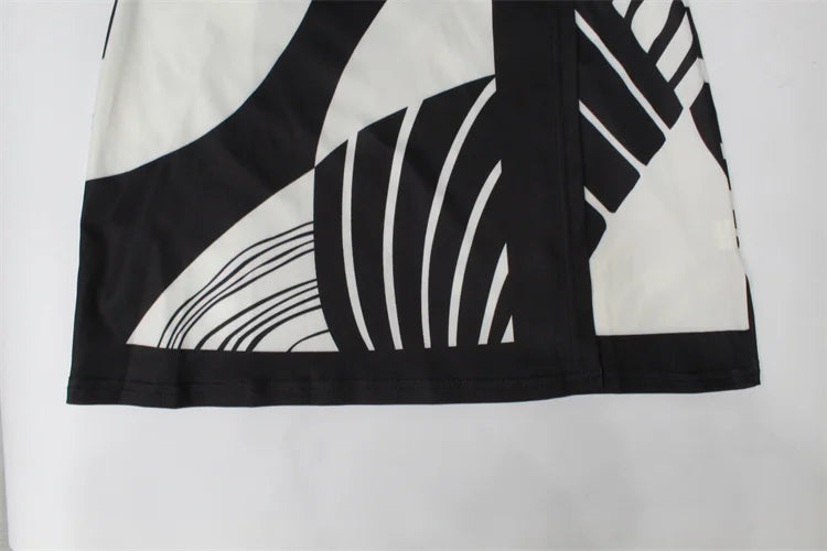 Monochrome V Neck A-Line Dress - Festigal