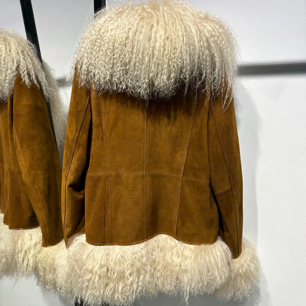 Suede Mongolian Fur Jacket