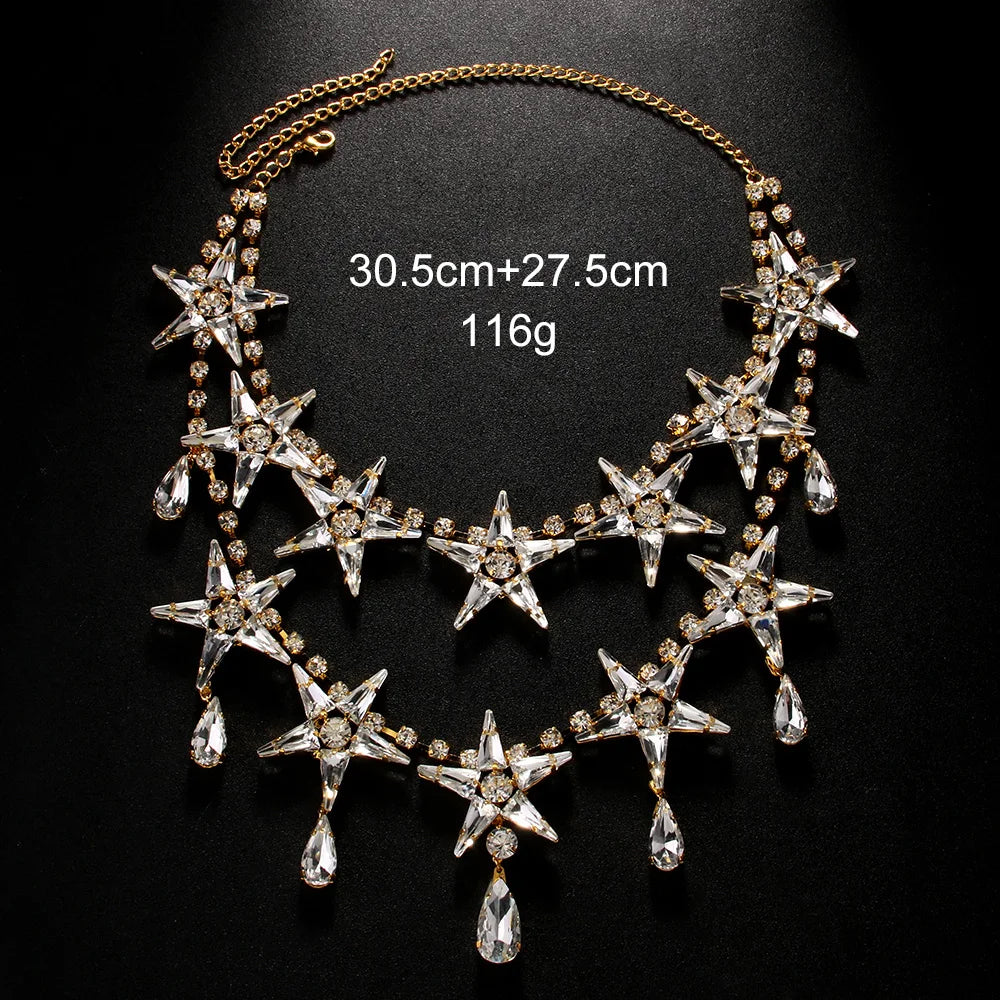 Double Layer Star Rhinestone Necklace - Festigal
