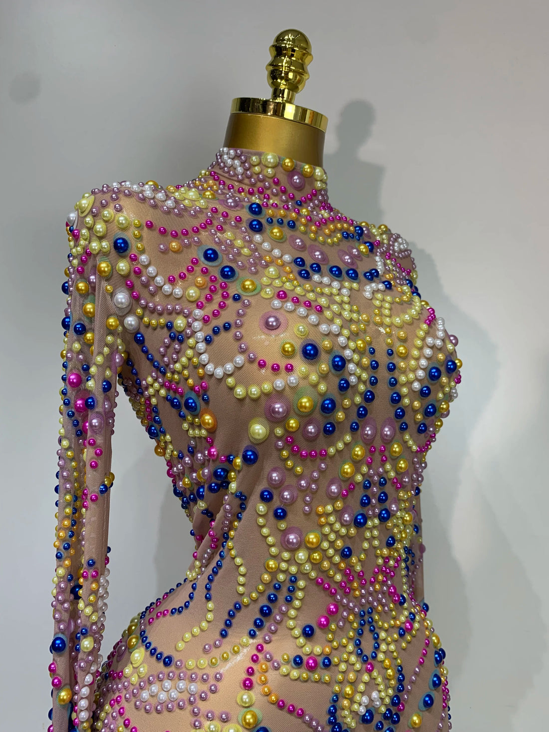 Rainbow Embellished Long Sleeved Dress