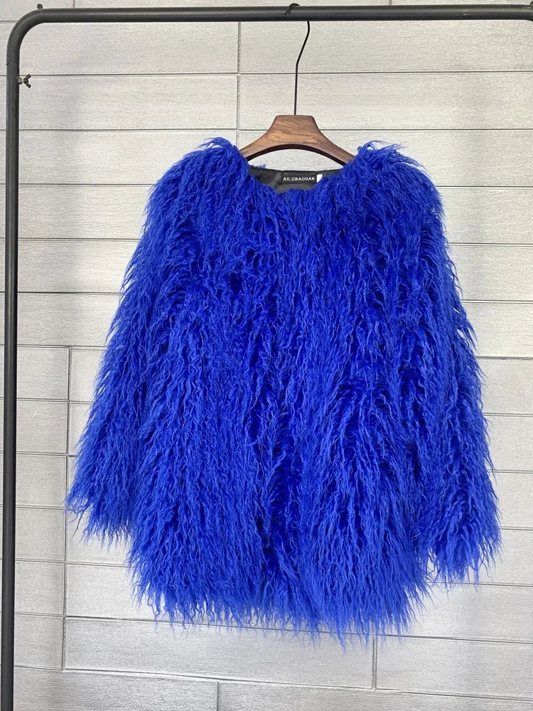 Faux Mongolian Fur Jacket - Festigal