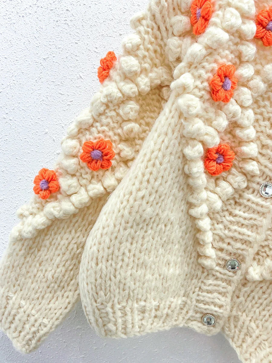 Crochet Flower Mohair Cardigan - Festigal