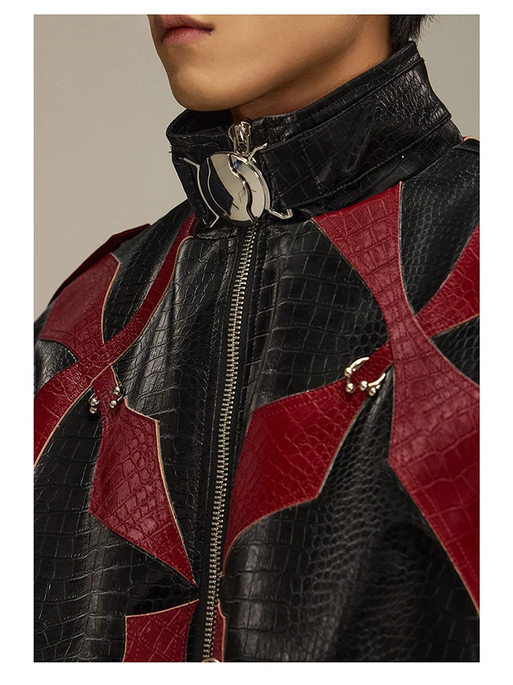 Mens Crocodile Faux Leather Jacket