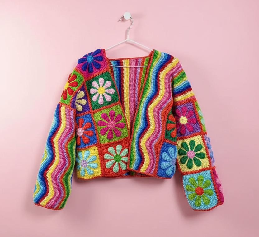 Hippy Flower Patchwork Cardigan