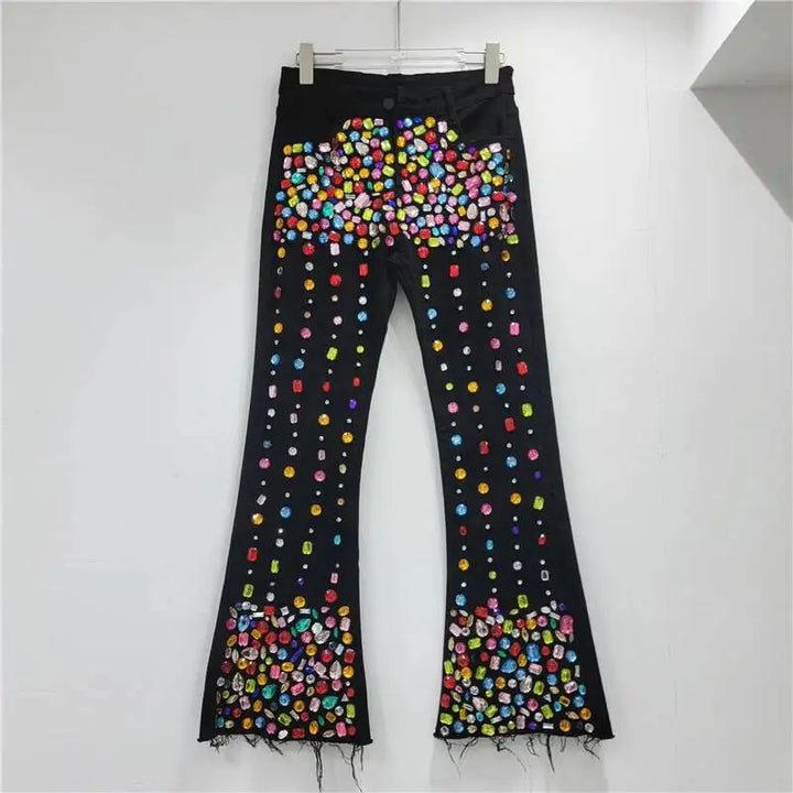 Beaded Black Denim Jeans