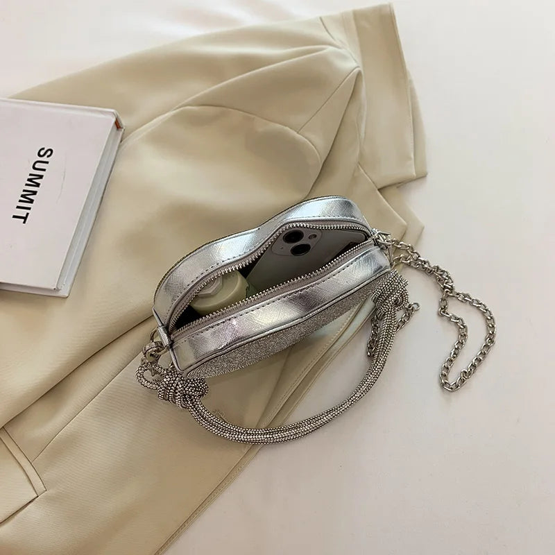 Rhinestone Heart Crossbody Bag - Festigal