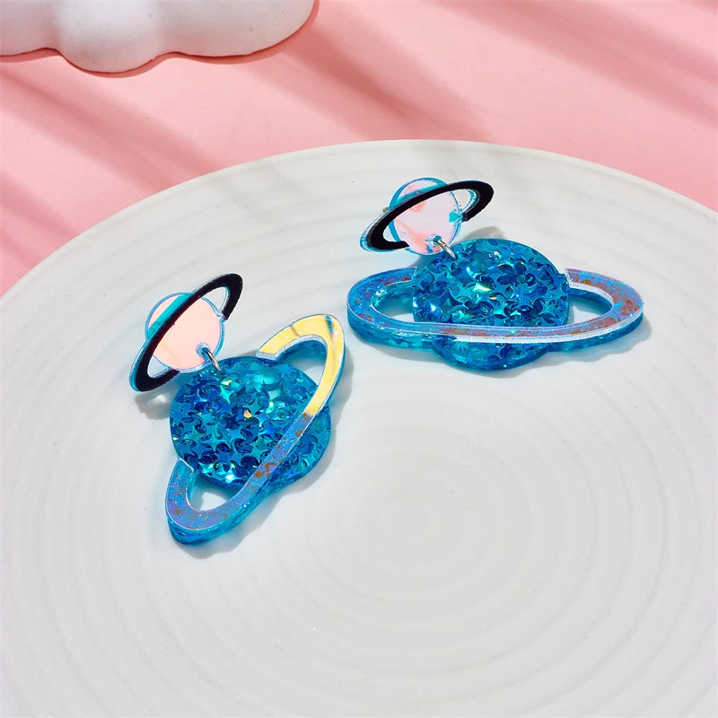 Holographic Saturn Earrings - Festigal