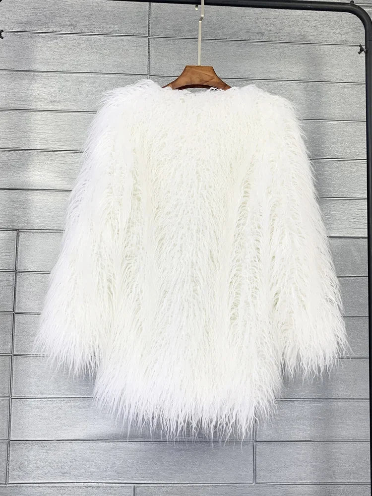 Faux Mongolian Fur Jacket - Festigal