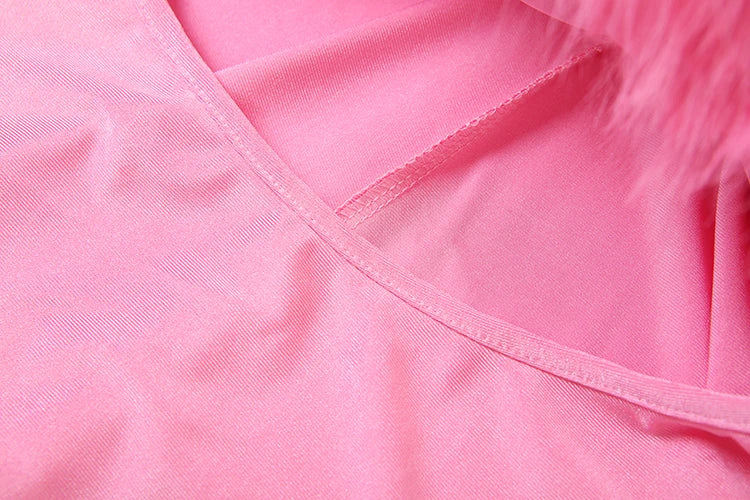 Fur Cut Out Wet Look Bodysuit