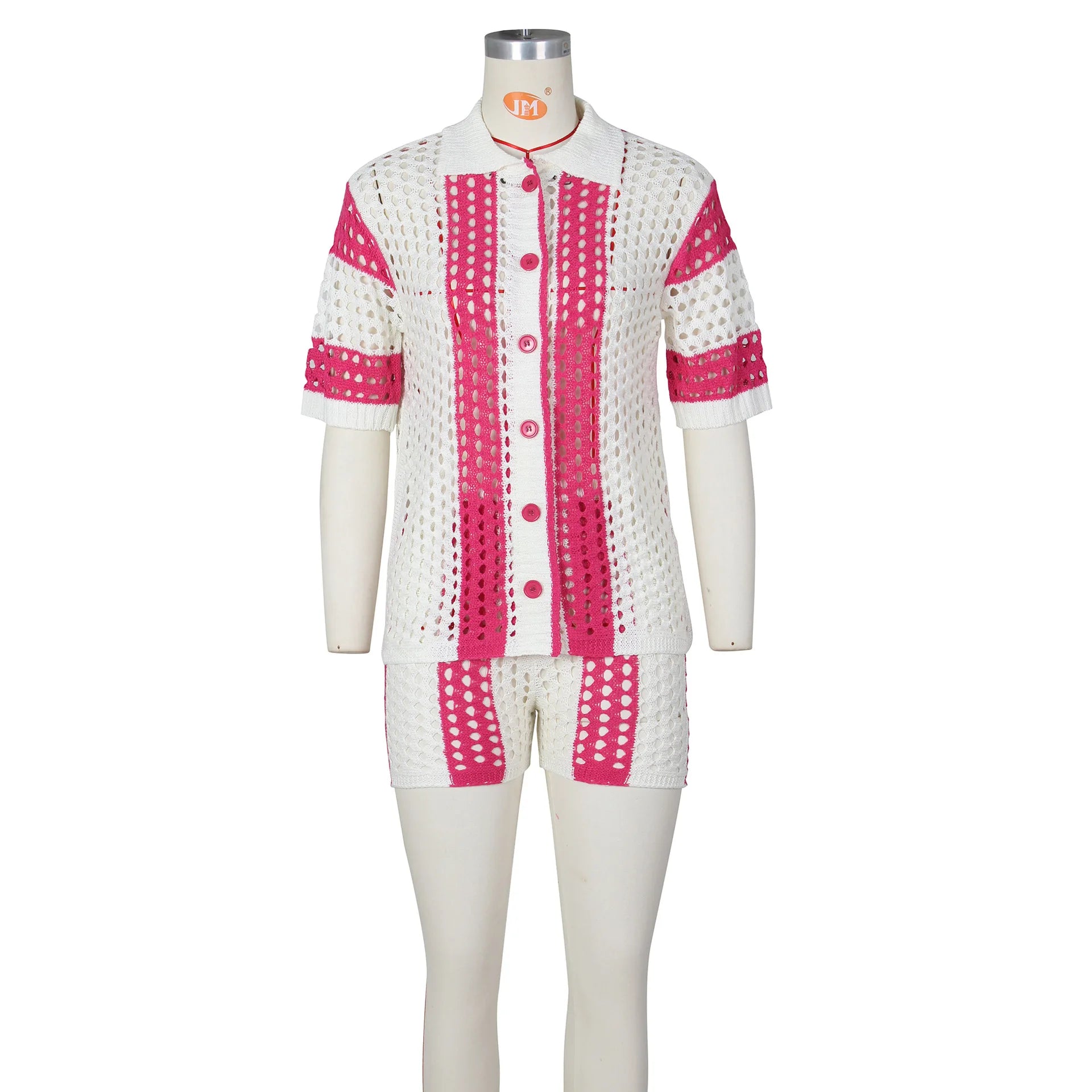 Striped Hollow Out Two-Piece Set - Festigal