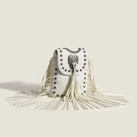 Skull Rivet Tassel Crossbody Bag