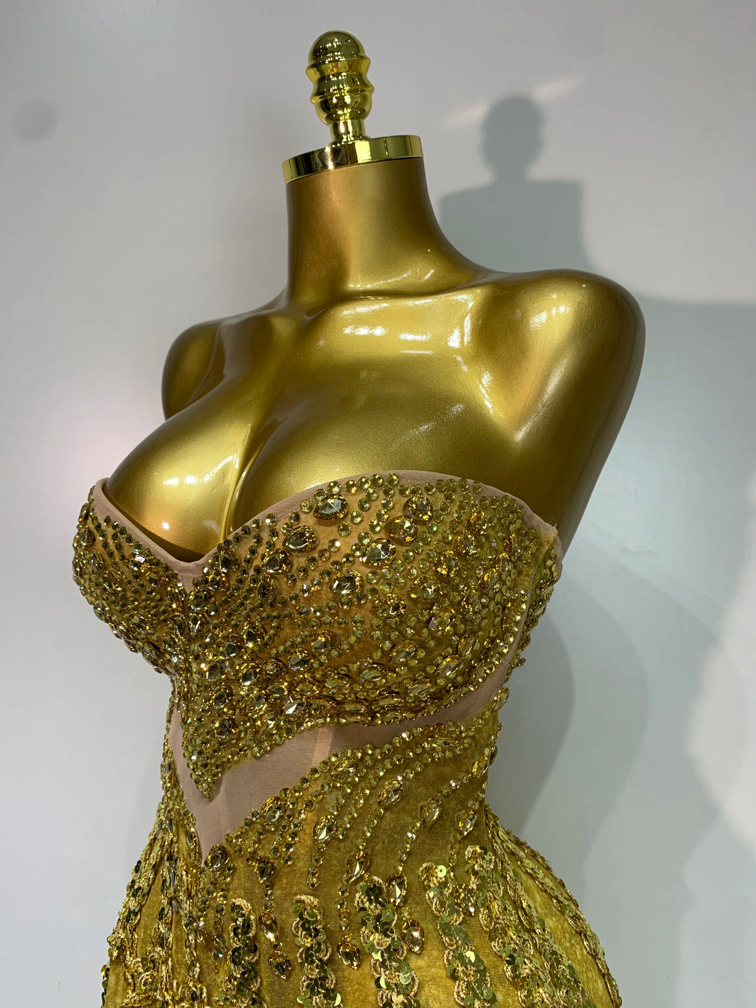 Gold Sweetheart Sequin A-Line Dress