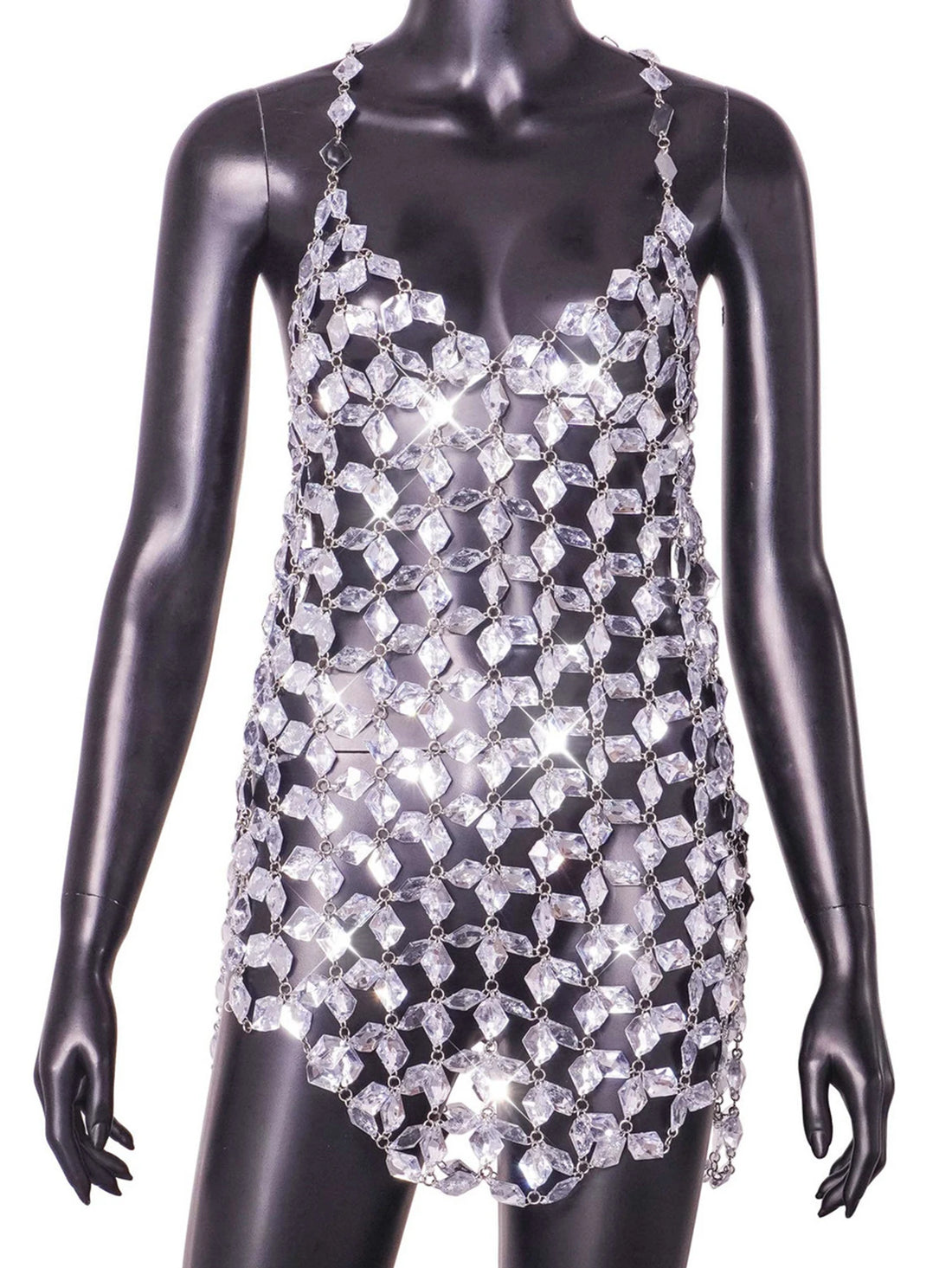 Rhinestone Hollow Out Dress - Festigal
