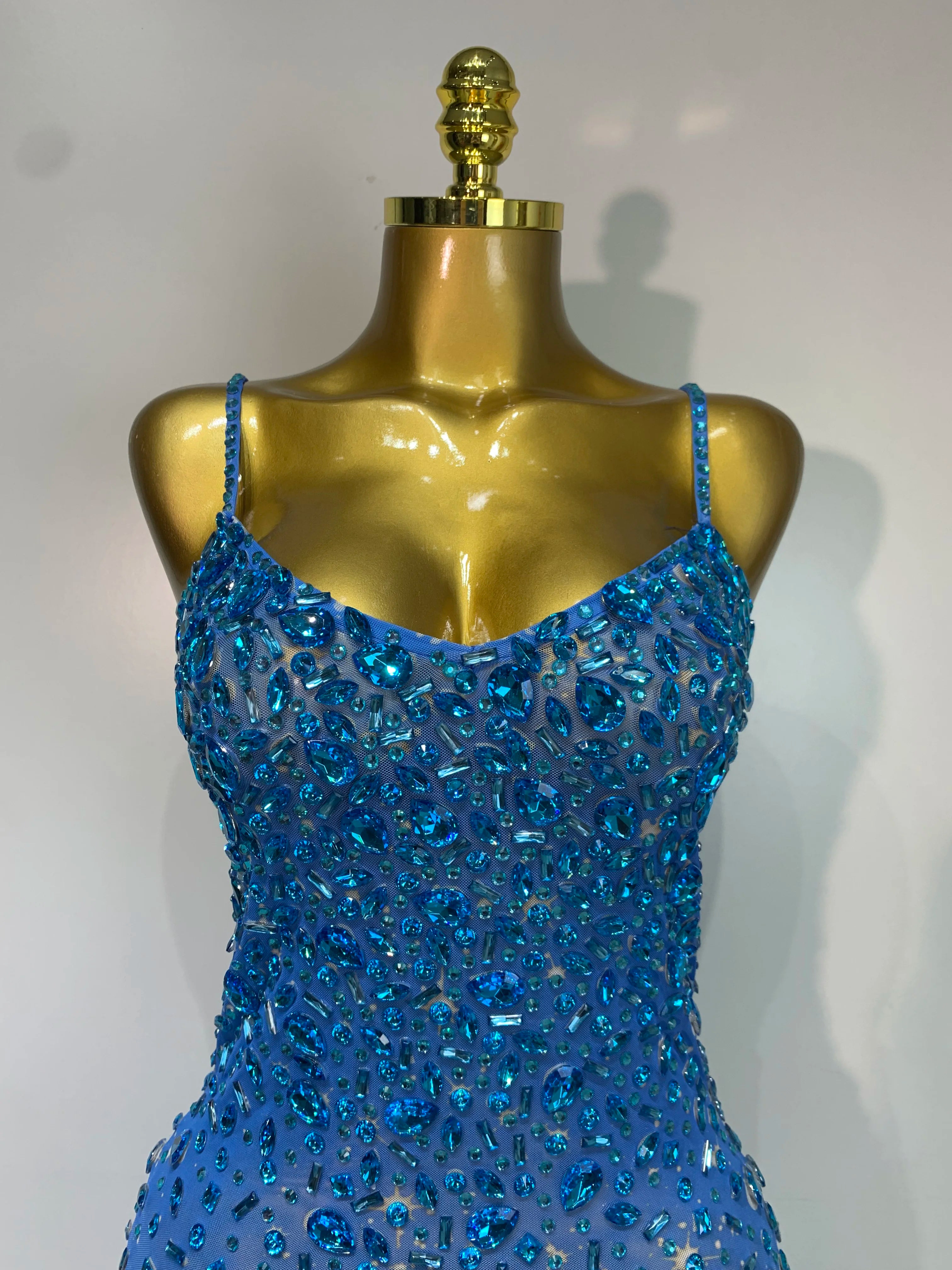 Rhinestone Mesh Maxi Dress