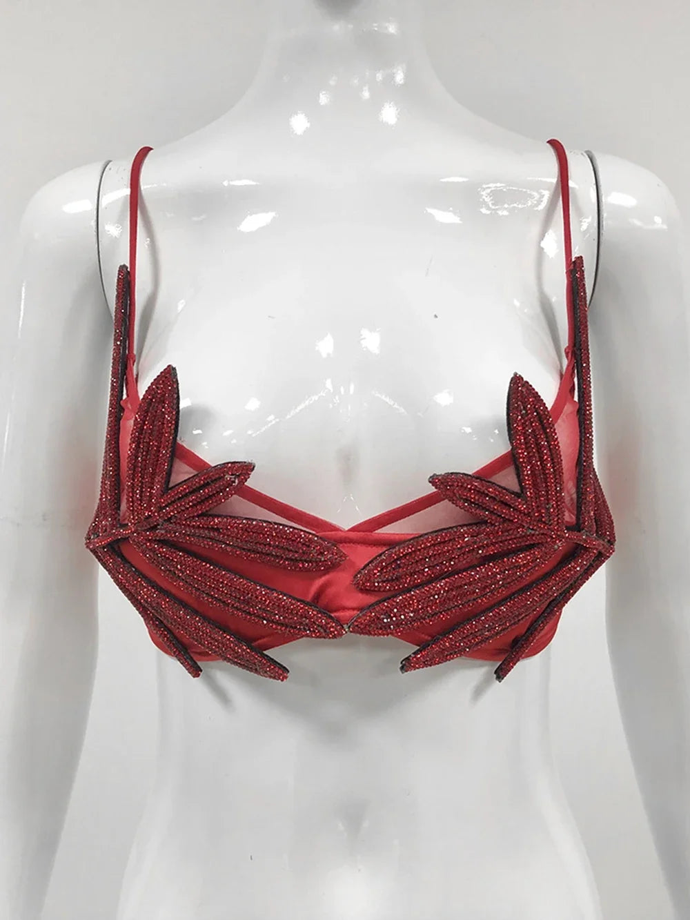 Leaf Rhinestone Bra