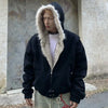 Men's Faux Fur Lined Bomber Jacket - Festigal