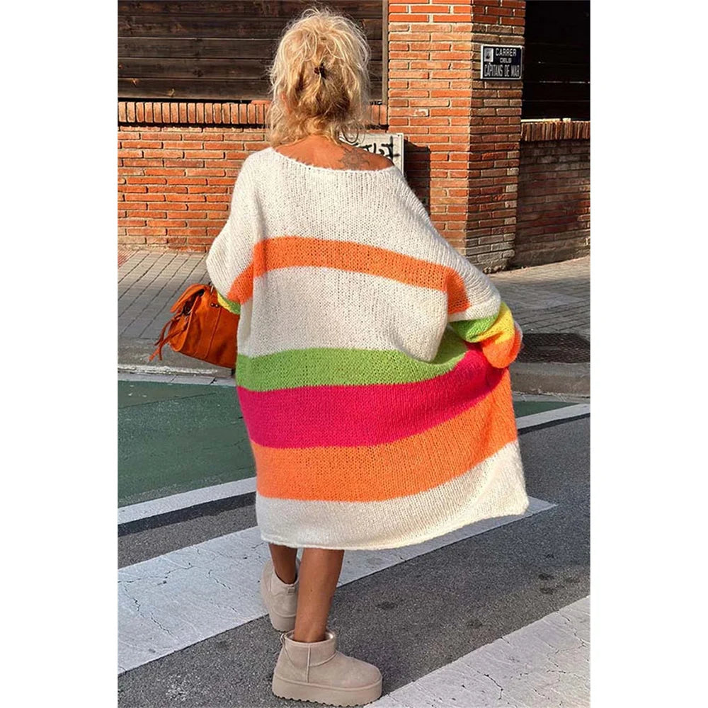 Knitted Oversized Peace Long Sweater Dress - Festigal