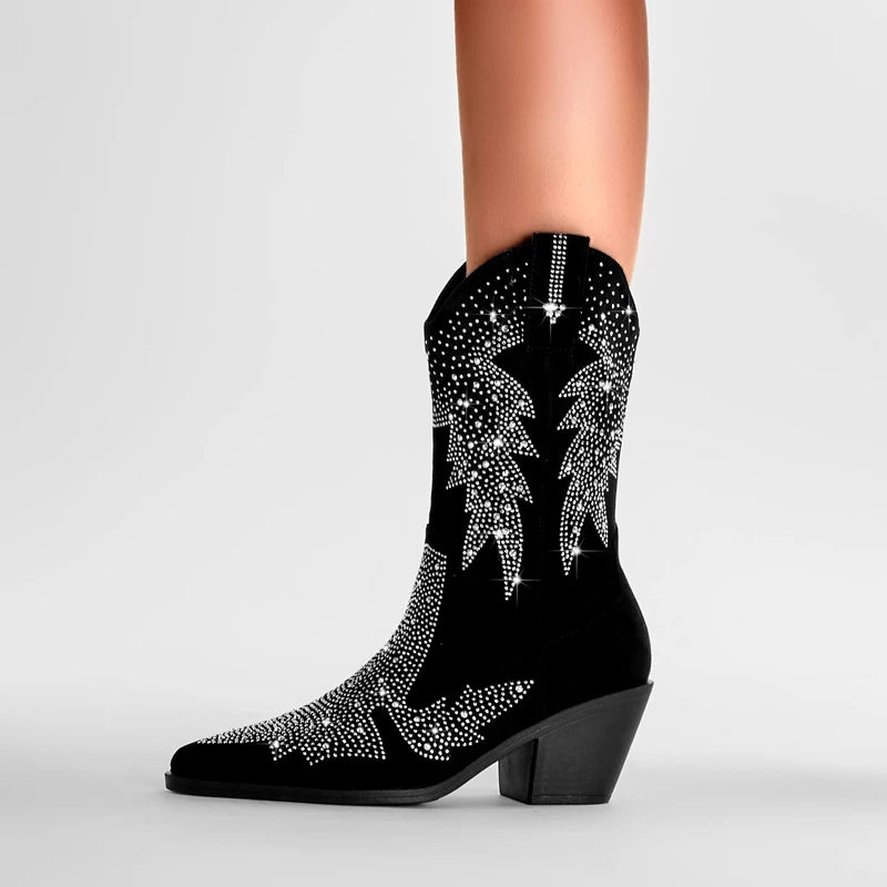 Rhinestone Maple Leaf Cowboy Boots - Festigal