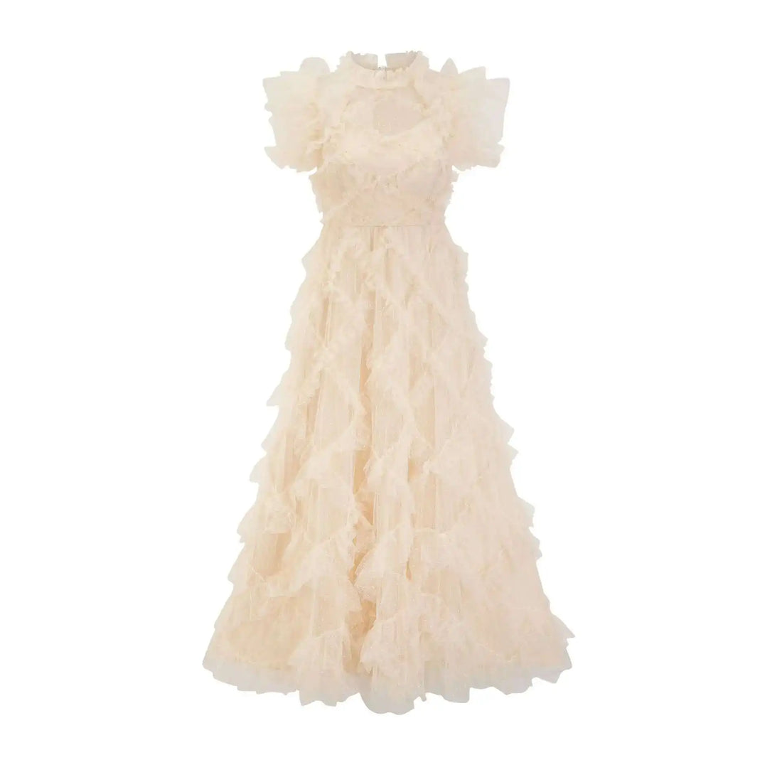 Floral Ruffled Embroidered Maxi Dress