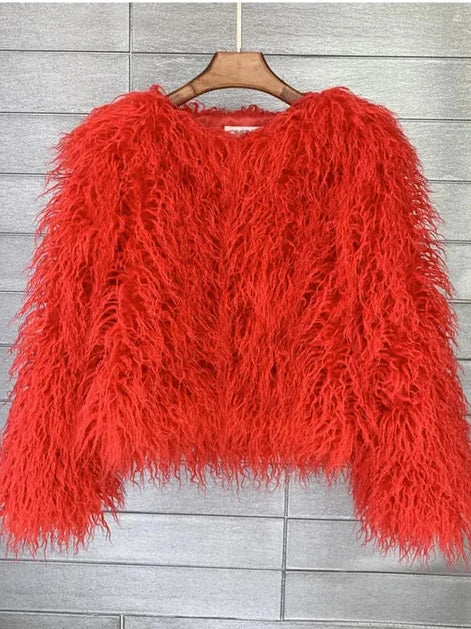 Shaggy Faux Fur Jacket Coat - Festigal