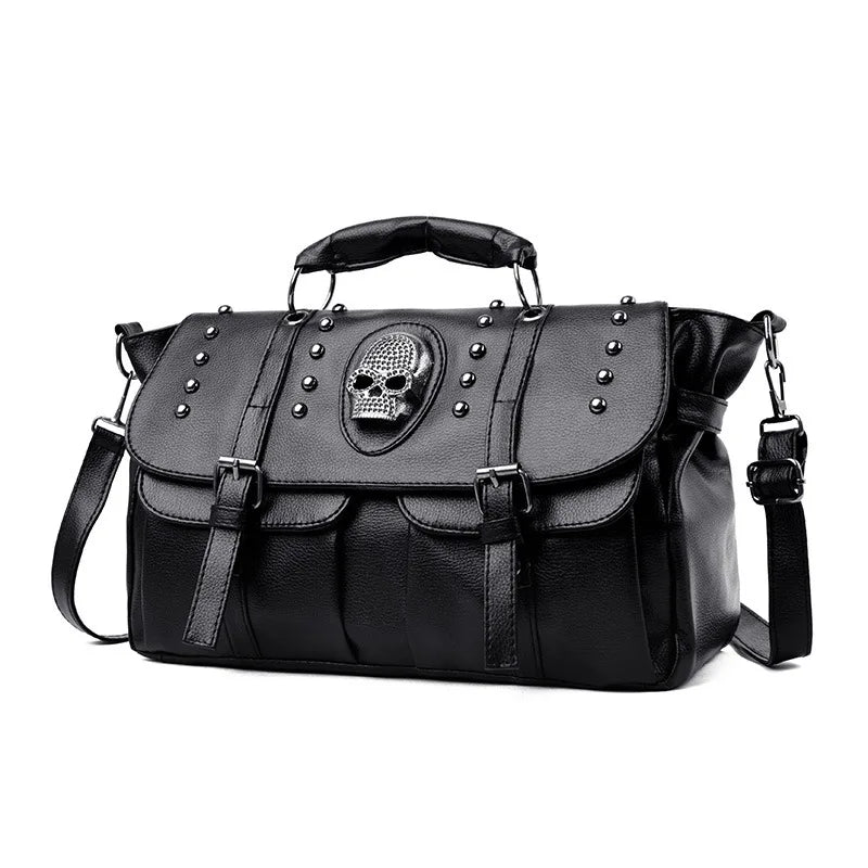 Faux Leather Skull Crossbody Bag - Festigal
