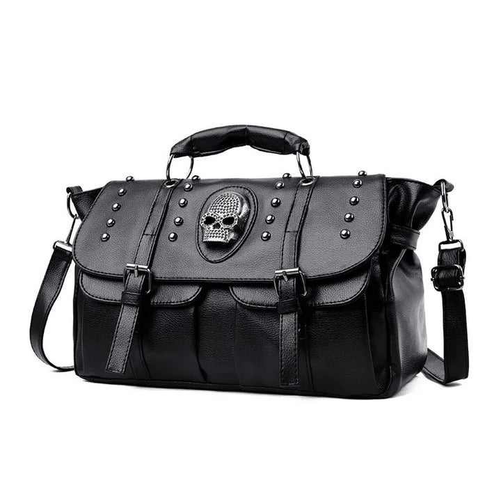 Faux Leather Skull Crossbody Bag - Festigal
