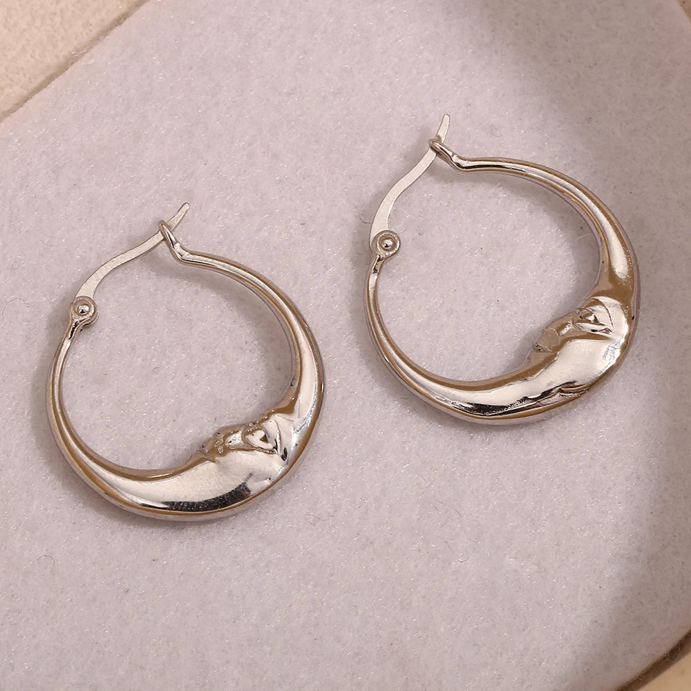 18K Gold Plated Moon Hoop Earrings