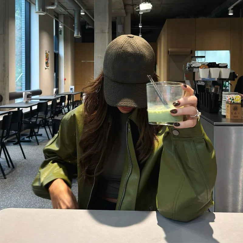 Faux Leather Cropped Jacket - Festigal