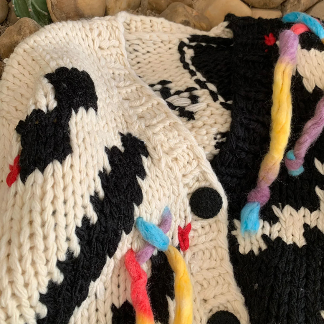 Monochrome Chunky Knit Cardigan - Festigal