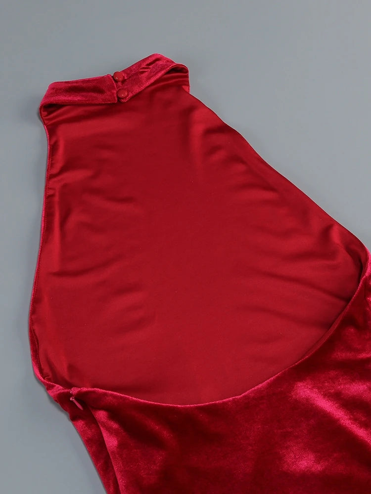 Velour Rope Tassel Maxi Dress