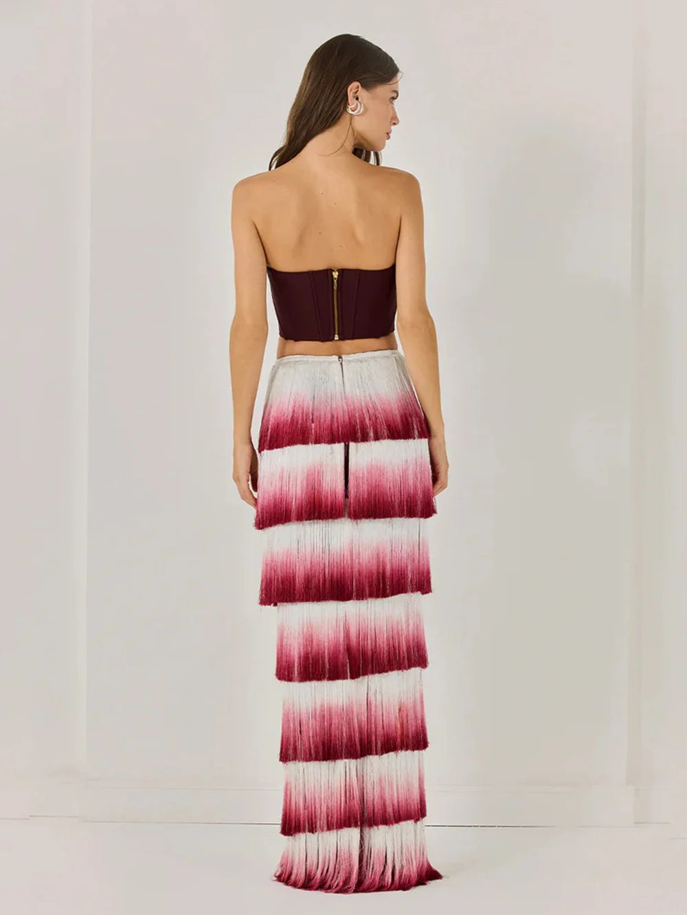 Gradient Top & Tassel Skirt Set - Festigal