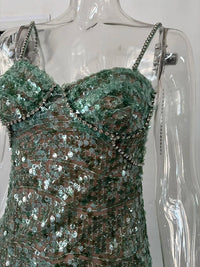 Embellished Green Bustier Dress