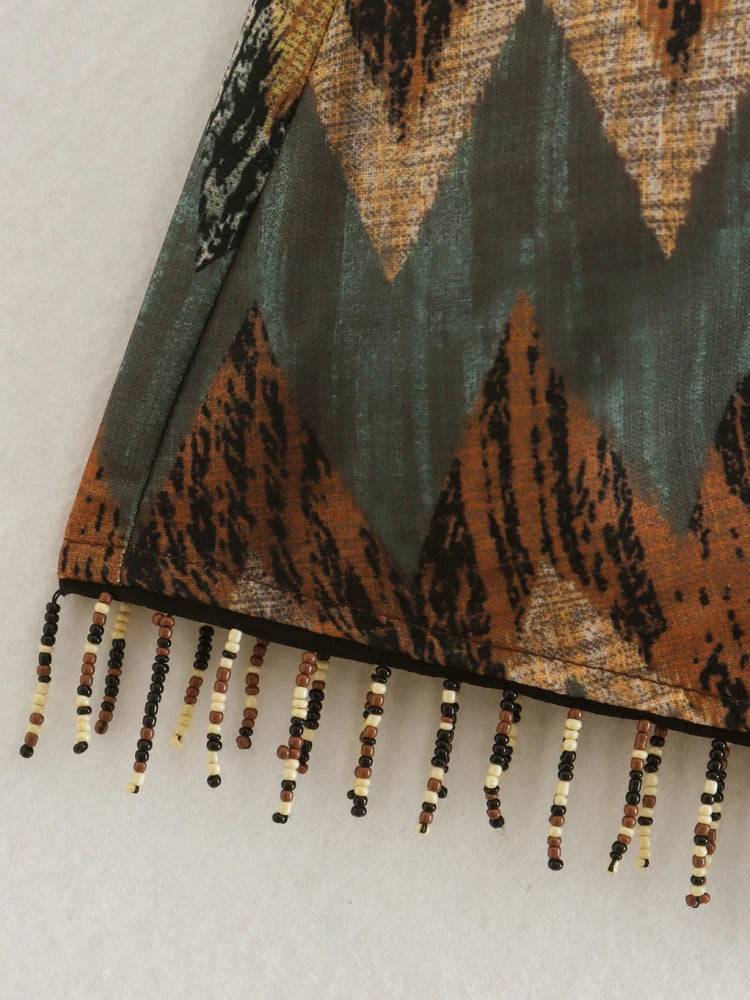 Geometric Tassel Sarong Skirt - Festigal