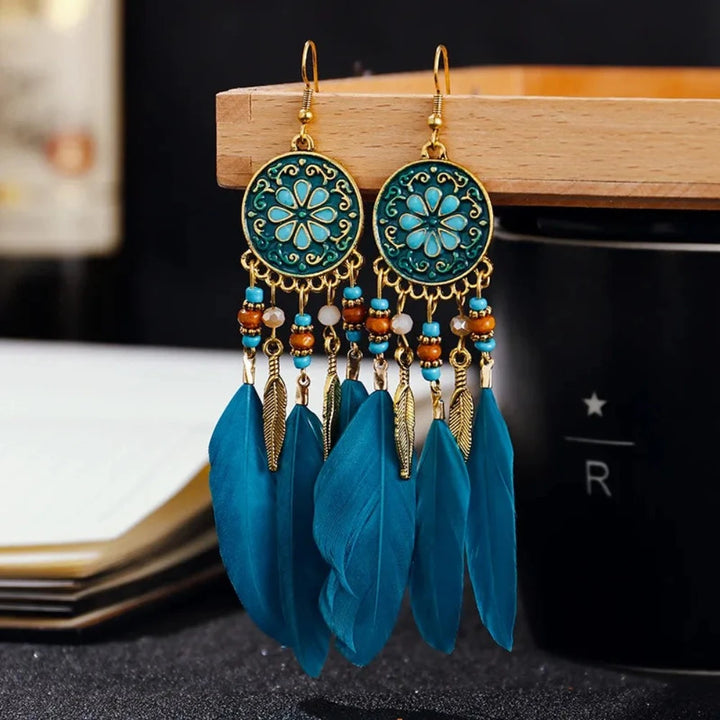 Boho Long Feather Earrings - Festigal