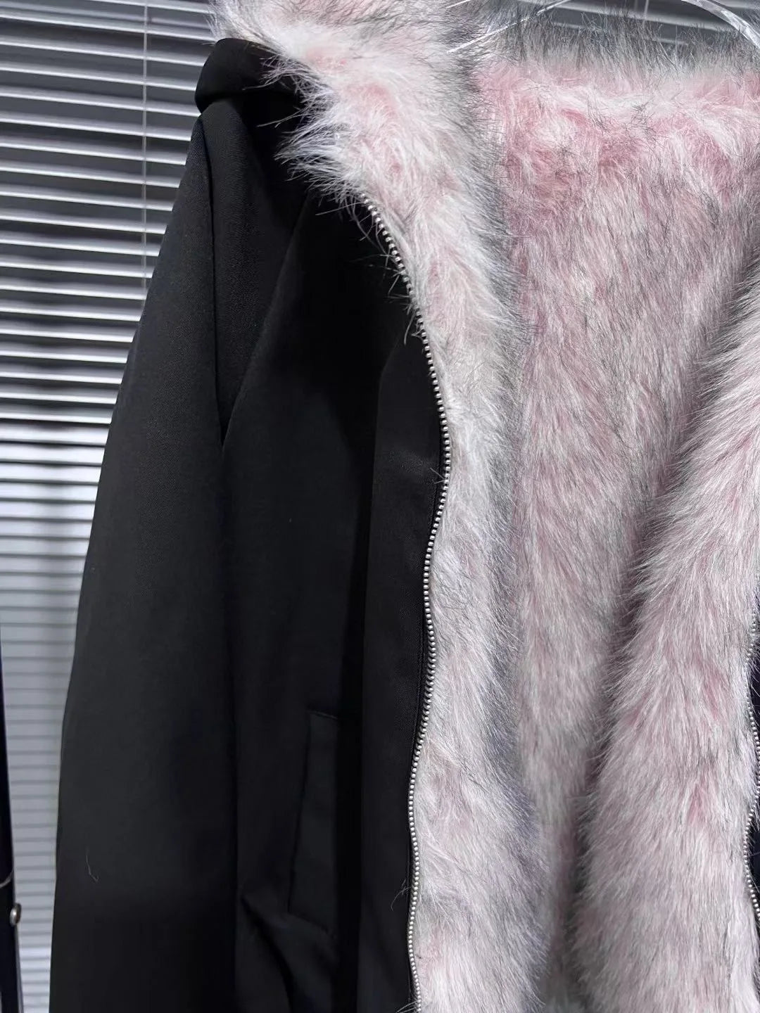 Reversible Black & Pink Fur Jacket - Festigal