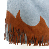 Western Denim Tassel Skirt