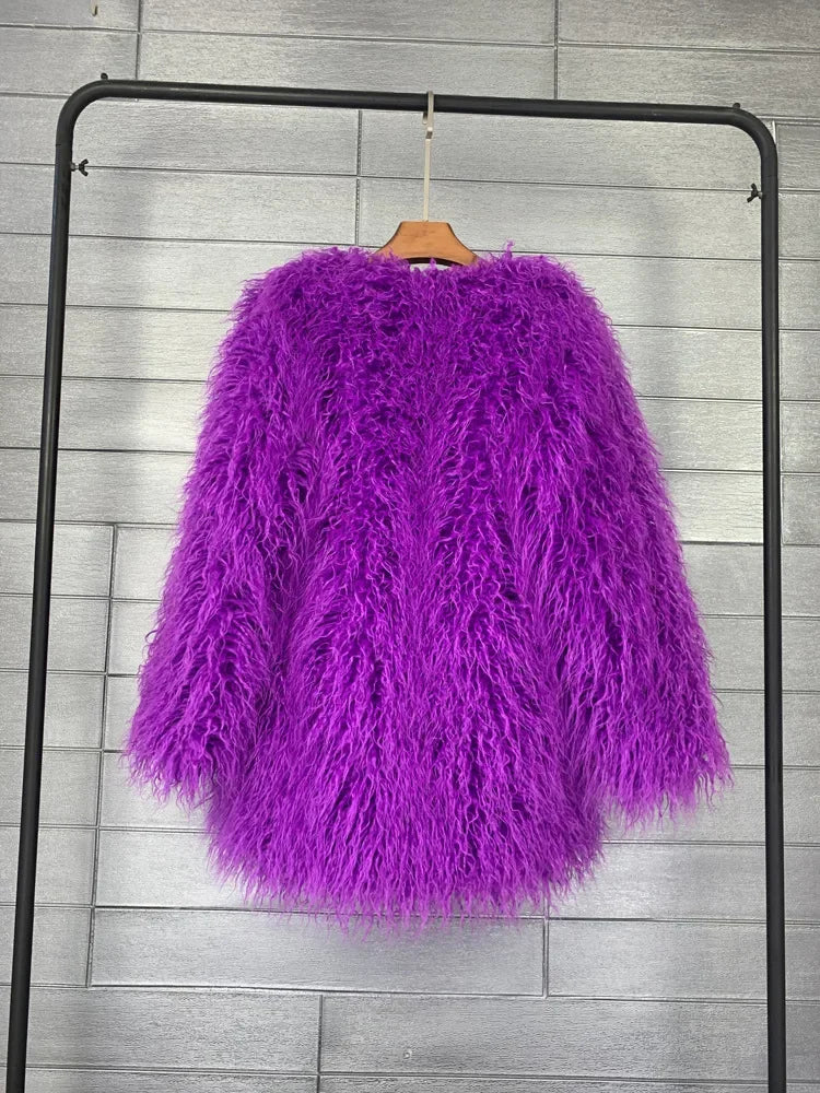 Faux Mongolian Fur Jacket - Festigal
