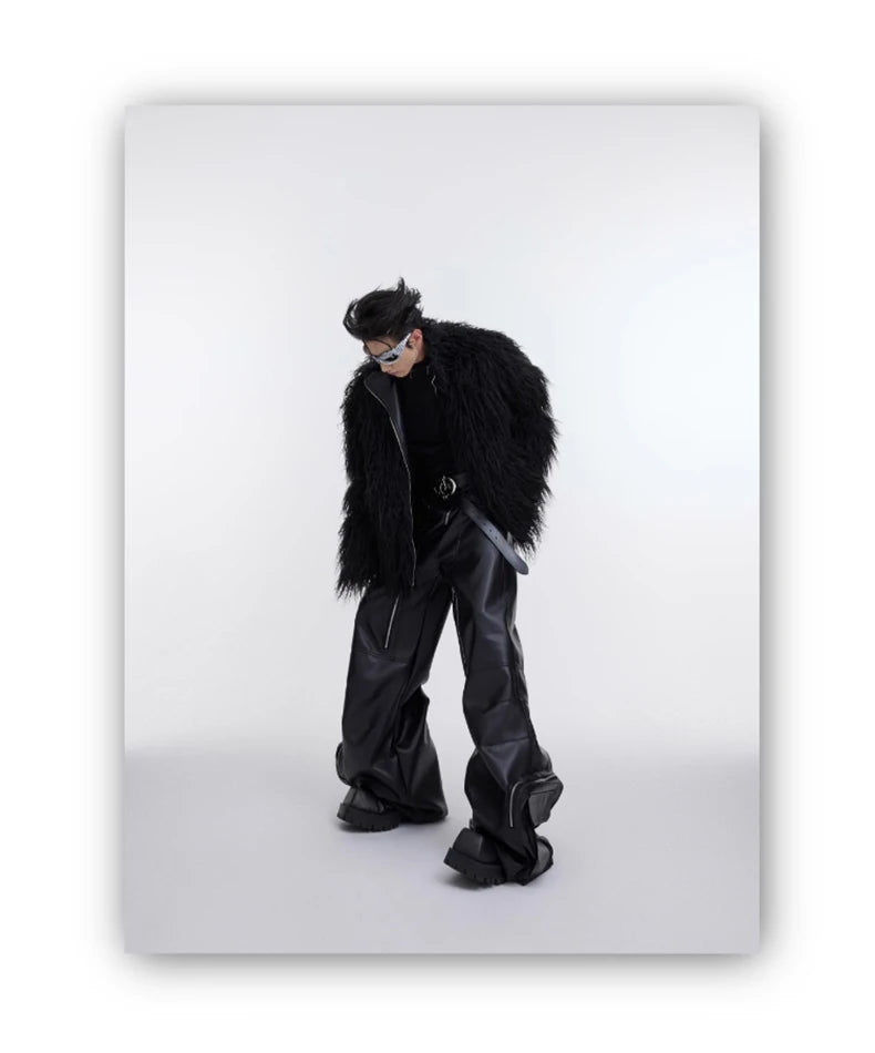 Men's Shaggy Faux Fur Jacket - Festigal